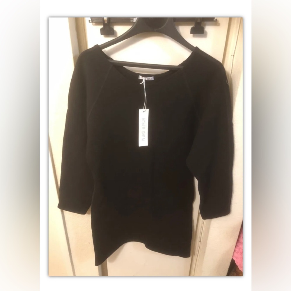 amber sakai wool bland black short dress sz 4